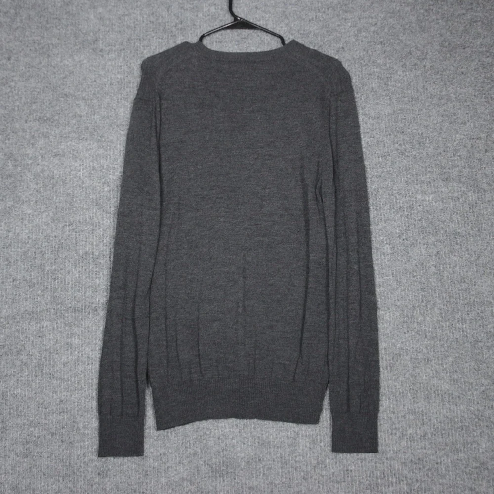 Banana Republic Men‎ Extra Fine Merino Wool V Neck Sweater Dark Gray Size L